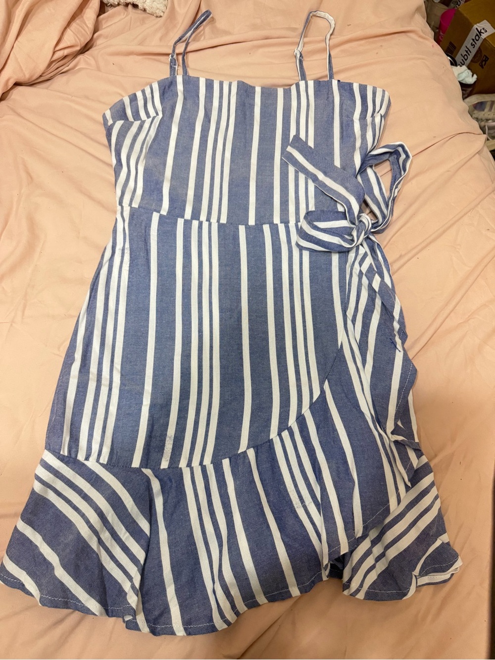 Express Navy and White Striped Spaghetti strap dress